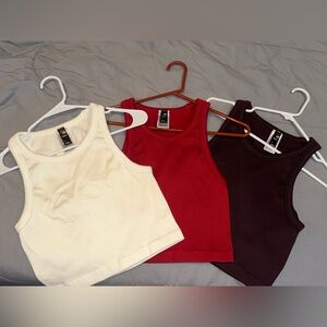 GAP Red and White Raglan Crop Tank Top